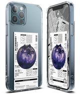 iPhone 12 Pro Max Case | Fusion Design Fruit - Clear phone case featuring a blueberry nutrition label graphic.
