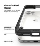 iPhone 12 Pro Max Case | Fusion-X - Close-up of a clear iPhone 12 Pro Max case with a black shock-resistant TPU frame.