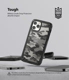 iPhone 12 Pro Max Case | Fusion-X - Black camouflage phone case with military-grade drop protection on a grey background.