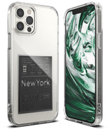 iPhone 12 Pro Max Case | Fusion Design - Clear phone case with a New York travel-themed graphic on the back.