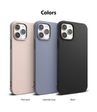 iPhone 12 / 12 Pro Case | Air-S - Three iPhone 12 cases in pink sand, lavender gray, and black arranged side-by-side.