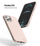 iPhone 12 / 12 Pro Case | Air-S - Two views of a light pink iPhone case showing precise cutouts and a slim fit.