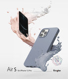 iPhone 12 / 12 Pro Case | Air-S - Two iPhone 12 Pro cases surrounded by dynamic pink and blue liquid splashes on a white background.