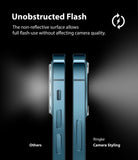 iPhone 12 Pro | Camera Styling - Side-by-side comparison showing a Ringke camera cover allowing clear flash use versus others.