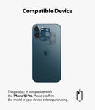 iPhone 12 Pro | Camera Styling - Blue iPhone 12 Pro back with a camera lens protector being applied over the triple-lens array.