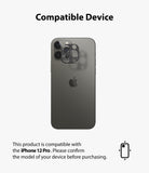 iPhone 12 Pro | Camera Styling - A dark gray iPhone 12 Pro with a transparent camera lens protector being applied.