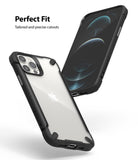 iPhone 12 / 12 Pro Case | Fusion-X2 - Two views of a black Fusion-X2 phone case showing precise cutouts and clear back.