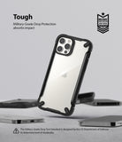 iPhone 12 / 12 Pro Case | Fusion-X2 - Black protective phone case with clear back, highlighting military-grade drop protection.