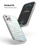 iPhone 12 / 12 Pro Case | Fusion Design - Two clear iPhone 12 cases with precise cutouts and a light blue graphic pattern.