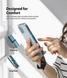 iPhone 12 / 12 Pro Case | Fusion Plus - Person holding a clear phone case with a wrist strap and soft, rounded edges.