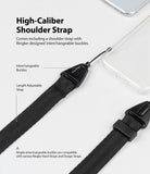iPhone 12 Mini Case | Air + Shoulder Strap - Clear phone case with a black adjustable shoulder strap and buckles.