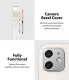 iPhone 12 | Camera Styling - Side and top views of an iPhone 12 camera bezel cover showing full coverage and functionality.
