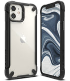 iPhone 12 / 12 Pro Case | Fusion-X2 - Black rugged protective case with clear back and marble screen display.