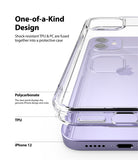 iPhone 12 / 12 Pro Case | Fusion - Clear protective case showing TPU and polycarbonate layers on a purple iPhone 12.