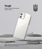 iPhone 12 / 12 Pro Case | Fusion - Clear phone case on an iPhone 12 with military-grade drop protection badge and text.