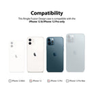 iPhone 12 / 12 Pro Case | Fusion Design - Compatibility chart showing iPhone 12 and 12 Pro selected with checkmarks.
