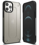 iPhone 12 / 12 Pro Case | [UX] - Matte clear phone case with black bumper, shown from back and front angles.