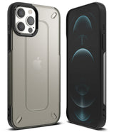 iPhone 12 / 12 Pro Case | [UX] - Matte clear phone case with black bumper, shown from back and front angles.