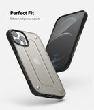 iPhone 12 / 12 Pro Case | [UX] - Two views of a black and clear protective phone case with precise cutouts.