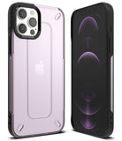 iPhone 12 / 12 Pro Case | [UX] - A translucent purple iPhone case with a black frame shown from the front and back.