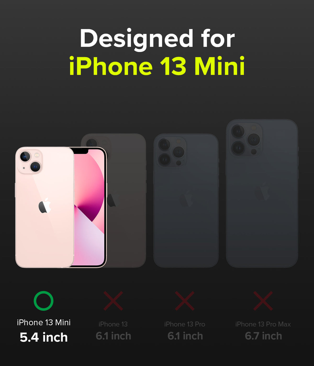 iPhone 13 Mini Case | Air-S - Comparison chart showing iPhone 13 Mini is the only compatible model among the series.