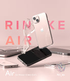 iPhone 13 Mini Case | Air - Clear protective phone cases floating against a soft pink background with Ringke branding.