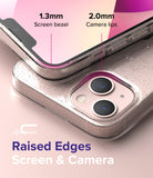 iPhone 13 Mini Case | Air - Glittery phone case showing 1.3mm screen bezel and 2.0mm camera lip protection.
