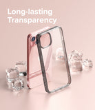 iPhone 13 Mini Case | Fusion - Clear phone case standing in front of a pink iPhone 13 Mini surrounded by ice cubes.