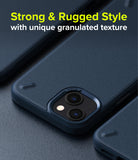 iPhone 13 Mini Case | Onyx - Navy blue rugged phone case with a granulated texture and raised camera bezel.