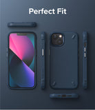 iPhone 13 Mini Case | Onyx - Navy blue phone case shown from multiple angles with a phone inside on a dark background.