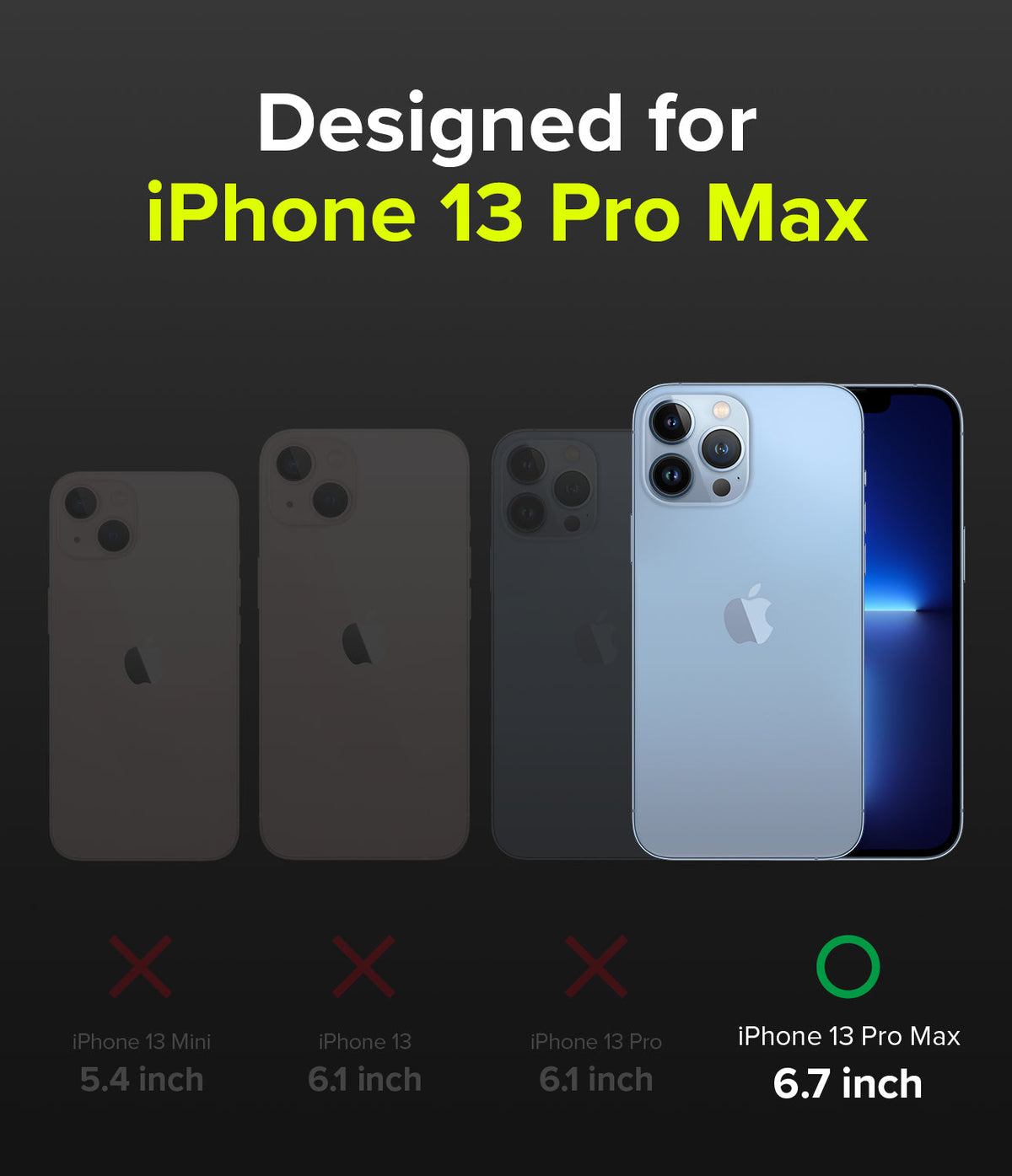 iPhone 13 Pro Max Case | Air-S - Comparison chart showing iPhone 13 Pro Max is the only compatible model among the series.