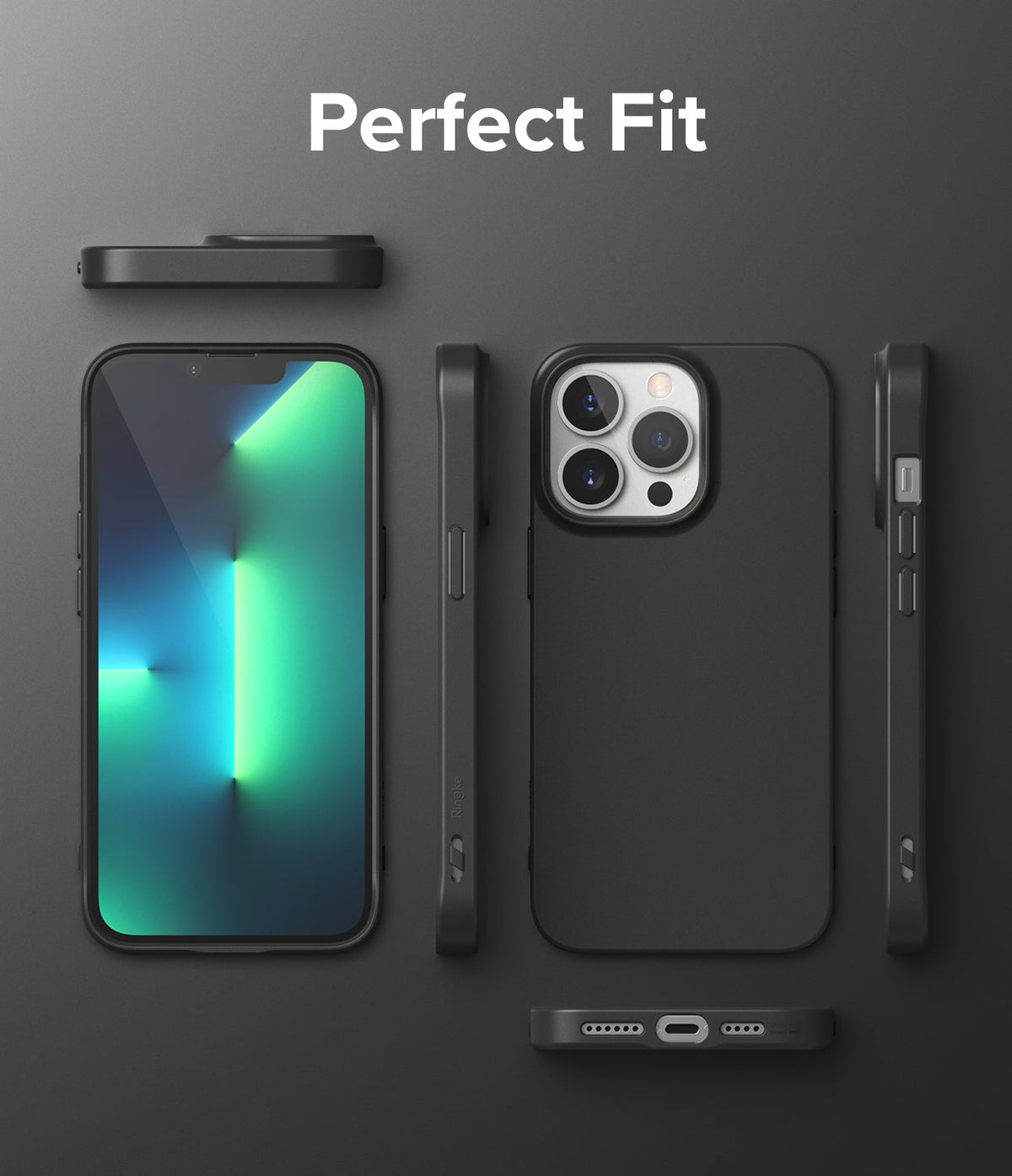 iPhone 13 Pro Max Case | Air-S - Multiple views of a black phone case showing precise cutouts and a perfect fit.