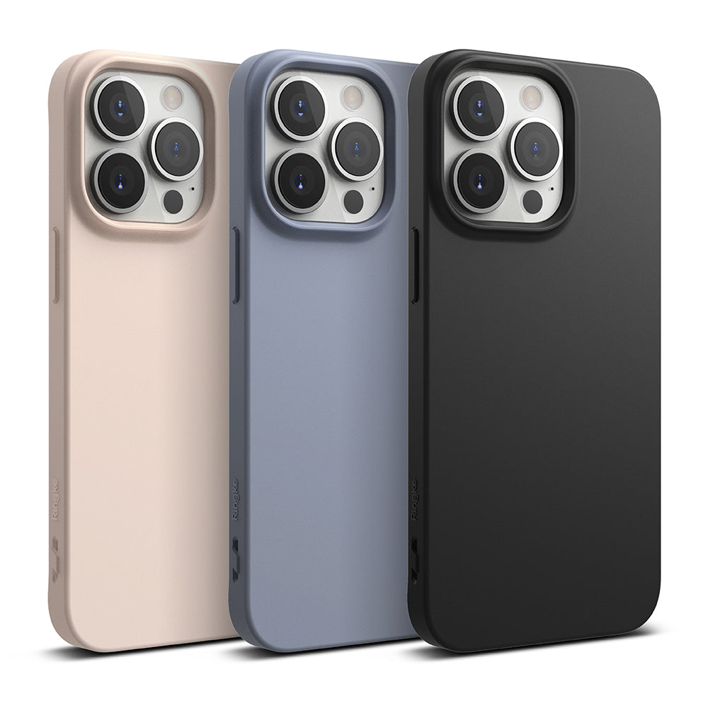 iPhone 13 Pro Max Case | Air-S - Three iPhone 13 Pro Max cases in beige, blue, and black arranged in a row.