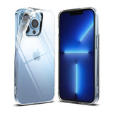 iPhone 13 Pro Case | Air - A clear protective case shown from the back and front on a blue iPhone 13 Pro.