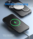 iPhone 13 Pro Max Case | Air - Two iPhones in cases charging wirelessly on a blue surface with a charging icon on screen.