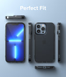 iPhone 13 Pro Max Case | Air - Multiple views of a clear phone case on an iPhone 13 Pro Max against a blue background.