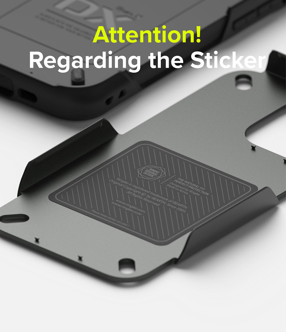 iPhone 13 Pro Max Case | DX - Black phone case interior featuring a branded instructional sticker and warning text.