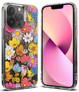 iPhone 13 Pro Max Case | Fusion Design - Clear phone case featuring a vibrant, colorful floral pattern on the back.
