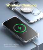 iPhone 13 Pro Max Case | Fusion Plus - White/Lime Glow - iPhone 13 Pro Max in a clear case charging wirelessly.