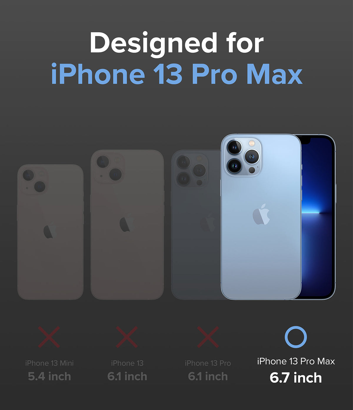 iPhone 13 Pro Max Case | Onyx Design - Comparison chart showing iPhone 13 Pro Max is the only compatible 6.7-inch model.
