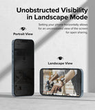 iPhone 14 Plus / 13 Pro Max Screen Protector | Privacy Glass - iPhone 14 Plus / 13 Pro Max Screen Protector - Privacy glass showing dark portrait view and clear landscape view.