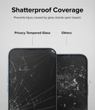 iPhone 14 Plus / 13 Pro Max Screen Protector | Privacy Glass - iPhone 14 Plus / 13 Pro Max Screen Protector - Comparison showing shattered privacy glass intact versus loose shards.