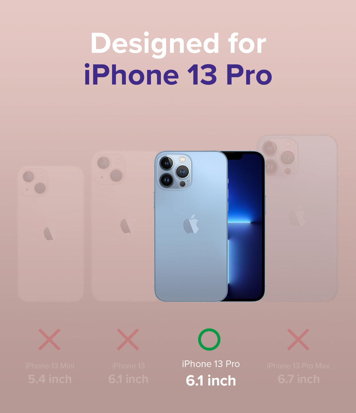 iPhone 13 Pro Case | Air-S - Comparison chart showing iPhone 13 Pro is the correct fit among other iPhone 13 models.