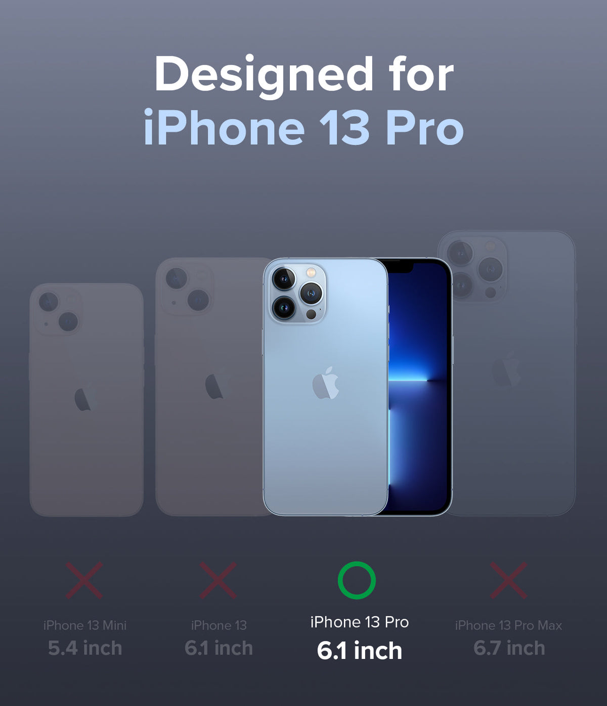 iPhone 13 Pro Case | Air-S - Comparison chart highlighting the iPhone 13 Pro as the only compatible model among the series.