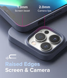 iPhone 13 Pro Case | Air-S - Close-up of phone case showing 1.3mm screen bezel and 2.0mm raised camera lips for protection.