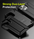 iPhone 13 Pro Case | DX - Two black protective phone cases shown from the back, highlighting the rugged duo-layer design.