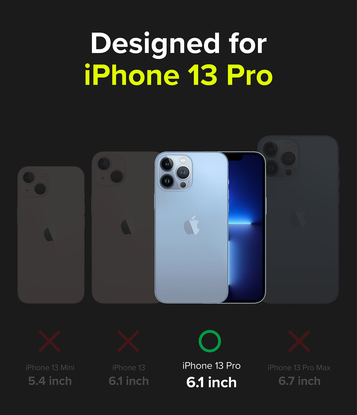 iPhone 13 Pro Case | Fusion-X - Comparison chart highlighting iPhone 13 Pro compatibility among other iPhone 13 models.