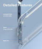 iPhone 13 Pro Case | Fusion - Close-up of clear phone case showing lanyard holes, hard polycarbonate back, and soft TPU frame.