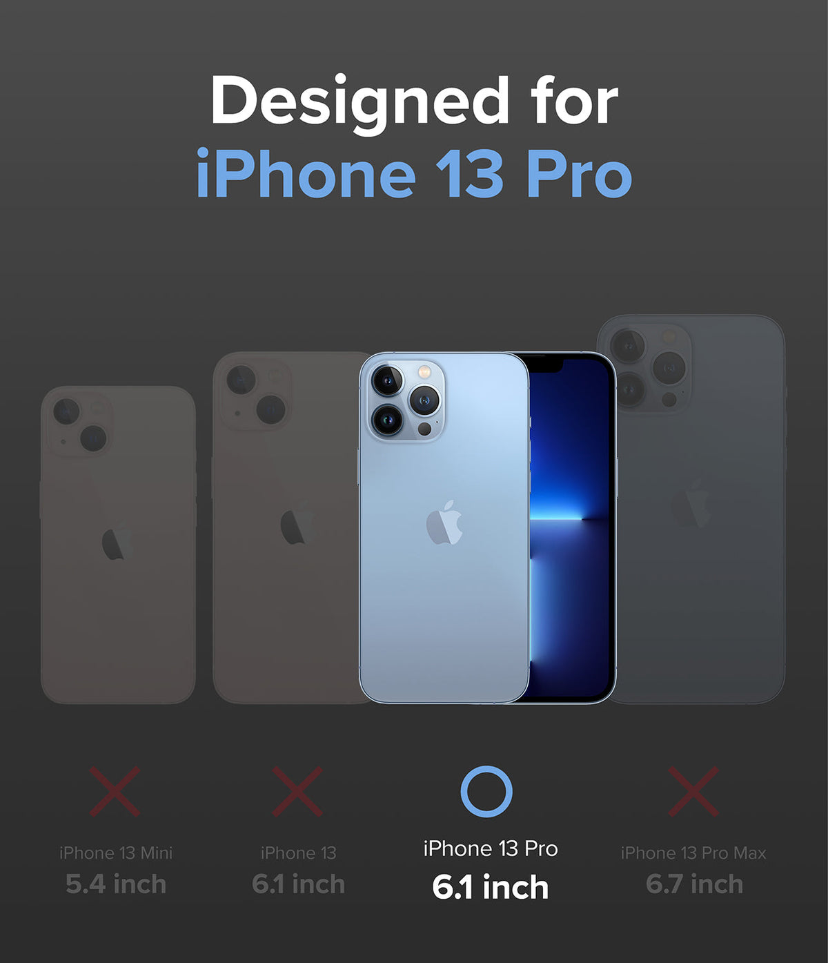 iPhone 13 Pro Case | Onyx Design - Comparison chart highlighting iPhone 13 Pro compatibility among iPhone 13 models.