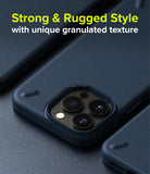 iPhone 13 Pro Case | Onyx - Navy blue phone case with a granulated texture and raised camera protection.